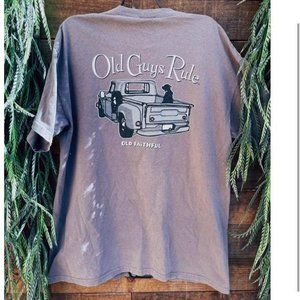 Vintage 90s T-shirt Old Guys Rule with Pickup & Dog
